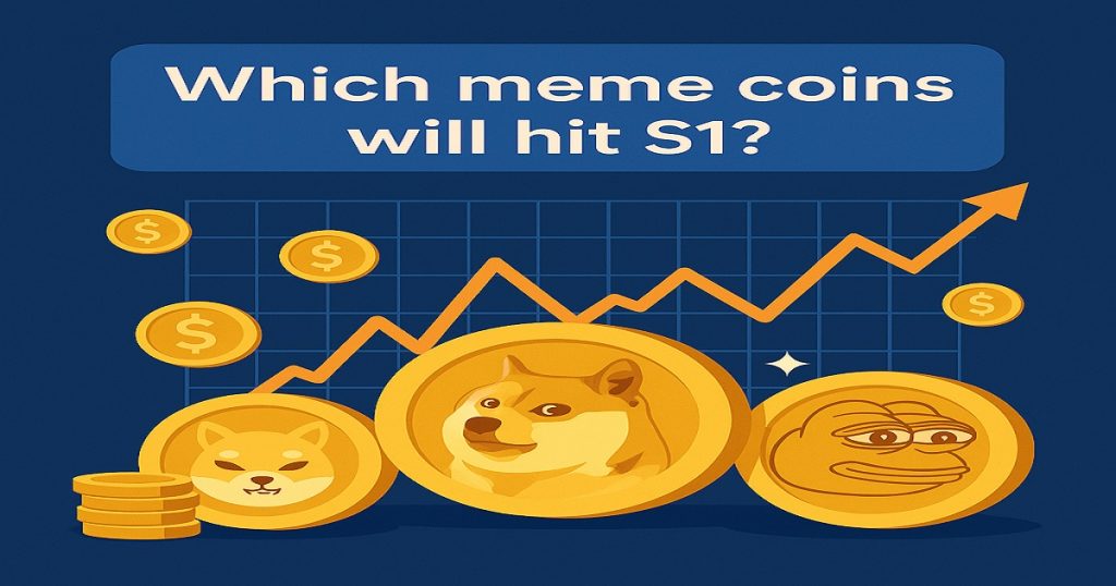 An Illustration Image containing meme coins doge, pepe and shiba for the article Which Meme Coins Will Hit $1