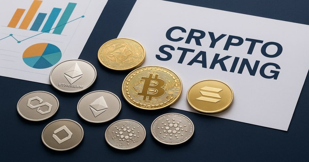 An imagen of cryptocurrencies for crypto staking guide