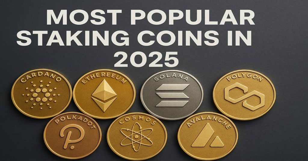 Image illustrating Most Popular Staking Coins in 2025 Cardano, Ethereum, Solana